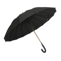 Hochwertiger schwarzer PG -Gummi -Hakengriff automatisch gerader Regenschirm
